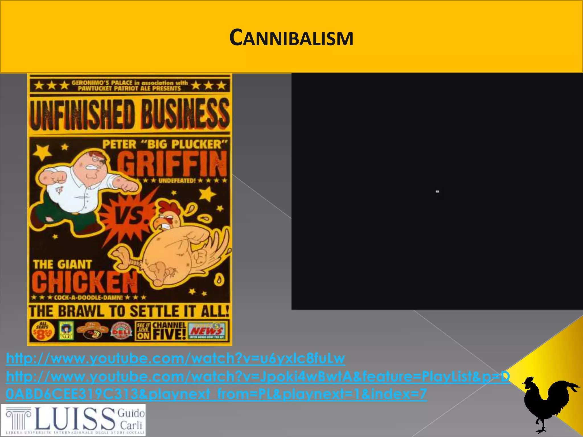 Cannibalismhttp://www.youtube.com/watch?v=u6yxlc8fuLwhttp://www.youtube.com/watch?v=Jpoki4wBwtA&feature=PlayList&p=D0ABD6CEE319C313&playnext_from=PL&playnext=1&index=7