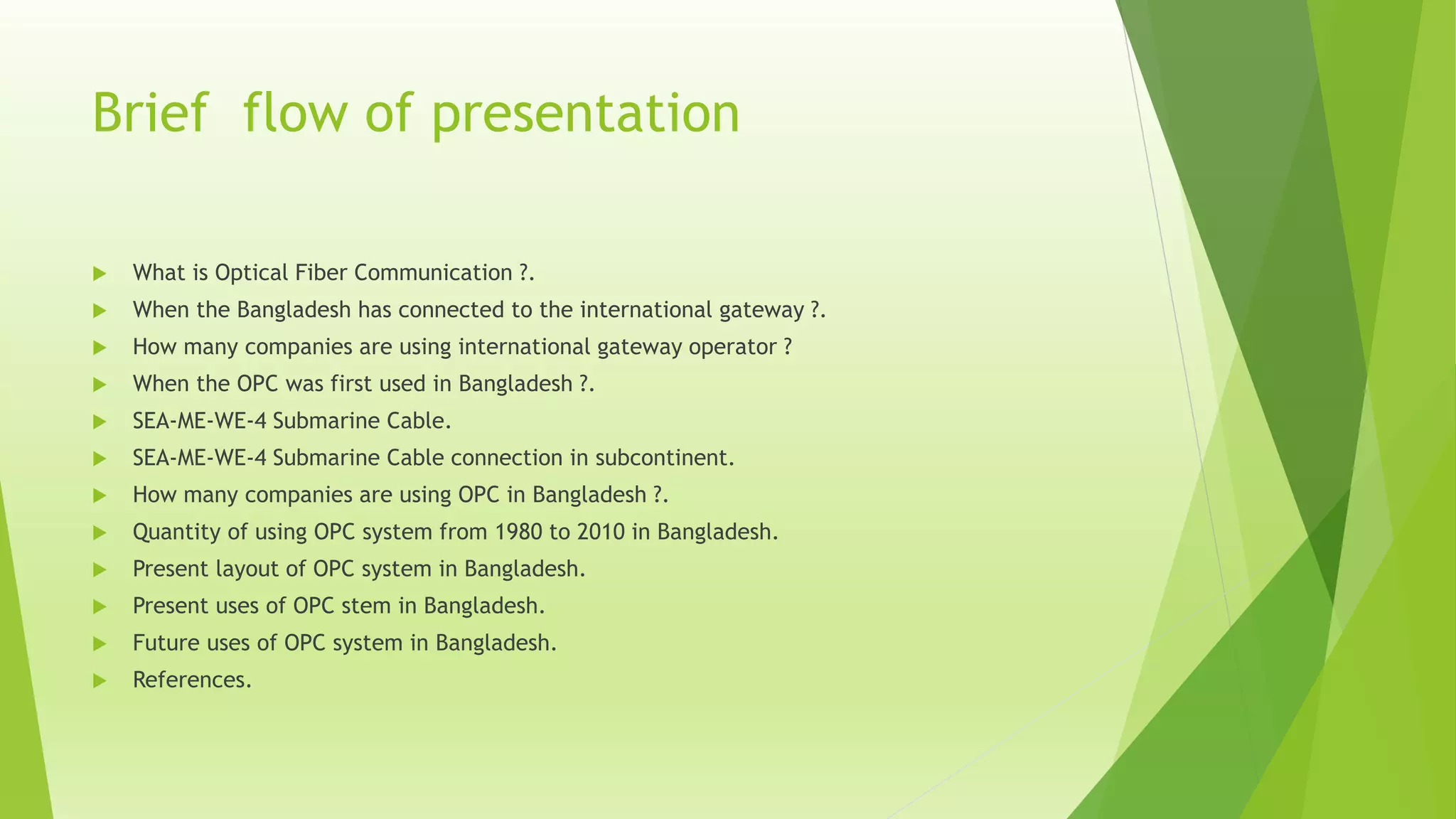 Optical fiber communication in bangladesh ppt | PPTX
