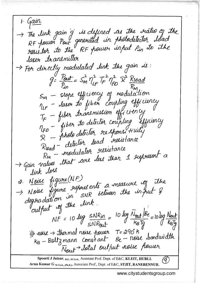 Optical fiber communication (Unit 6) notes written by Spoorti Arun Ku…