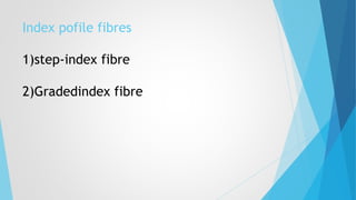 Index pofile fibres 
1)step-index fibre 
2)Gradedindex fibre 
 