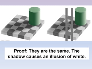 Proof: They are the same. The
shadow causes an illusion of white.
 