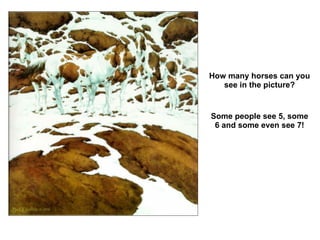 How many horses can you see in the picture? Some people see 5, some 6 and some even see 7! 