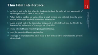 Film Screen Interference Optical Instrumentation 3. Interference | PDF