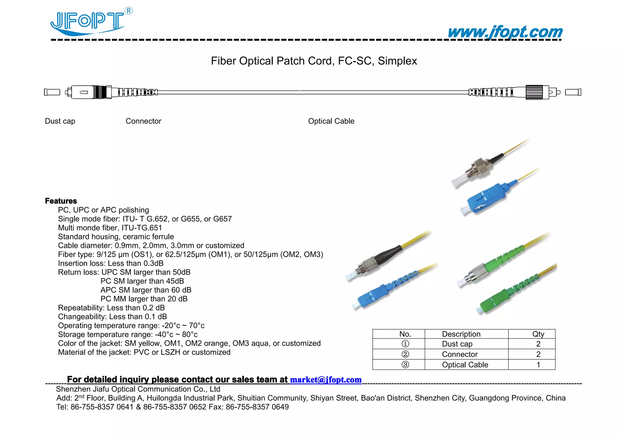 Optical patch cord fc sc simplex PPT