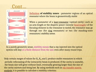 Comprehensive Overview of Passive Optical Resonators: Theory, Stability ...