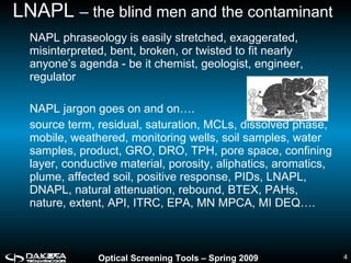 Napcl Tutorial Optical Screening Tools For Characterizing NAPL Source Zones | PPS