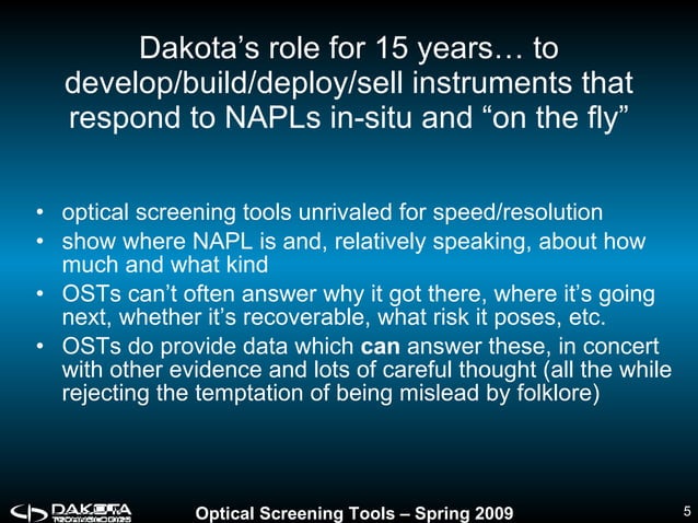 Napcl Tutorial Optical Screening Tools For Characterizing NAPL Source Zones | PPS ...