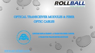 OPTICAL TRANSCEIVER MODULES & FIBER
OPTIC CABLES
LIFETIME REPLACEMENT : 5 YEARS FOR FIBER CABLES;
3 YEARS FOR TRANSCEIVER MODULES
www.szrollball.com
 