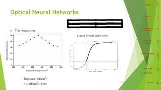 24
 The necessities
 Liquid Crystal Light valve
 Exposure Time
Optical Neural Networks
/35 Conclusion
 