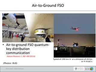 Air-to-Ground FSO
• Air-to-ground FSO quantum-
key distribution
communication
(Nature Photonics 7, 382–386 (2013))
(Photos...