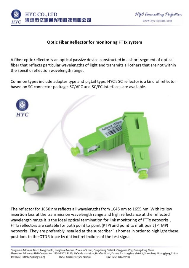 Optic Fiber Reflector for monitoring FTTx system