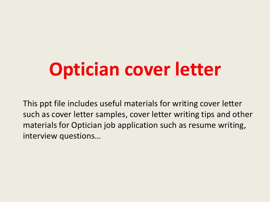 Optician cover letter