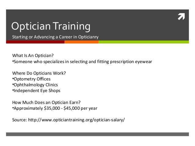 job description of an optician