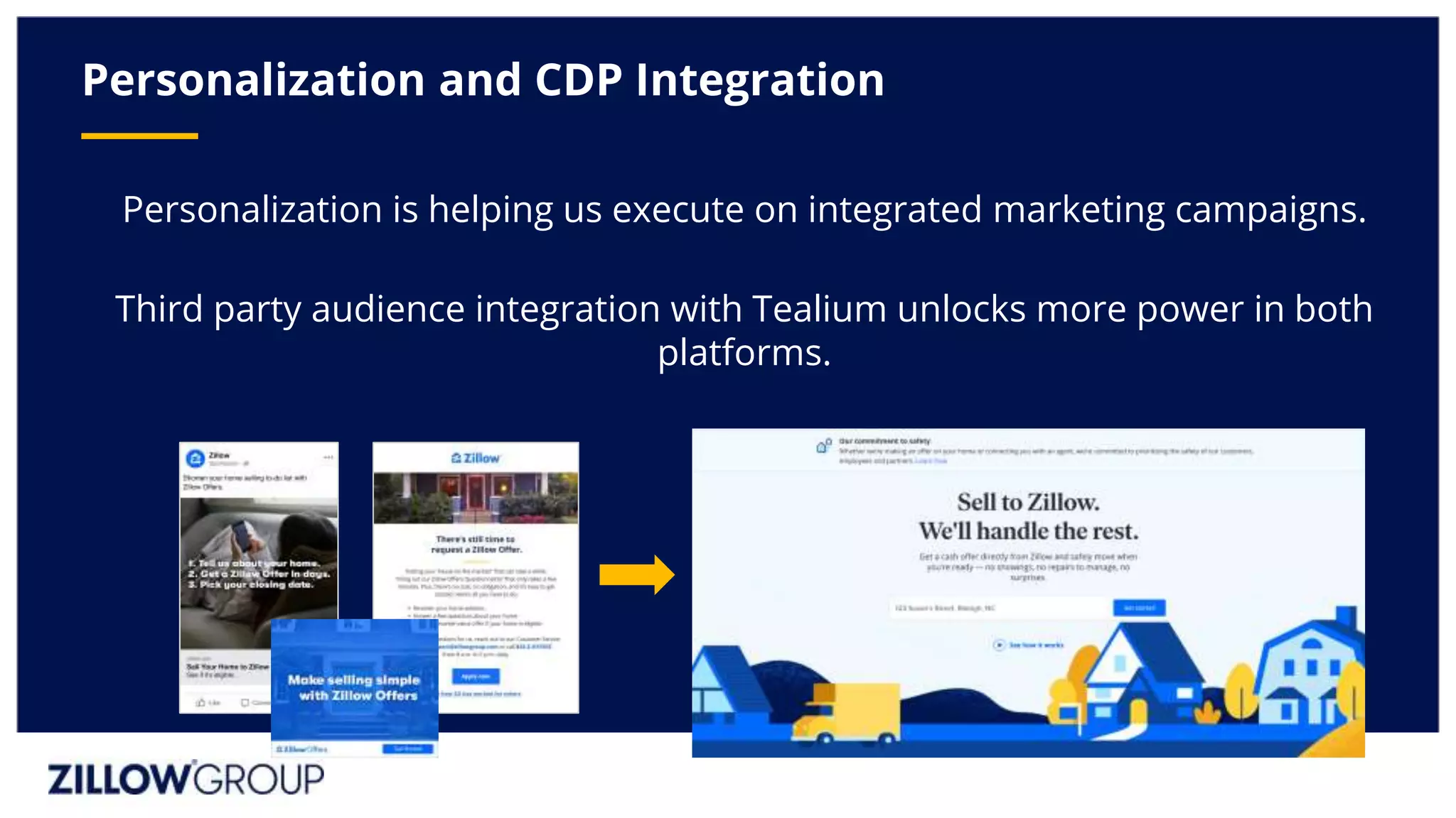 Personalization is helping us execute on integrated marketing campaigns.
Third party audience integration with Tealium unlocks more power in both
platforms.
Personalization and CDP Integration
 