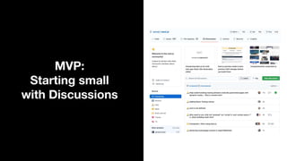 MVP:
Starting small
with Discussions
 