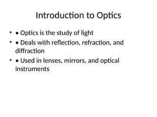 Comprehensive Introduction to Optics: Reflection, Refraction, and ...