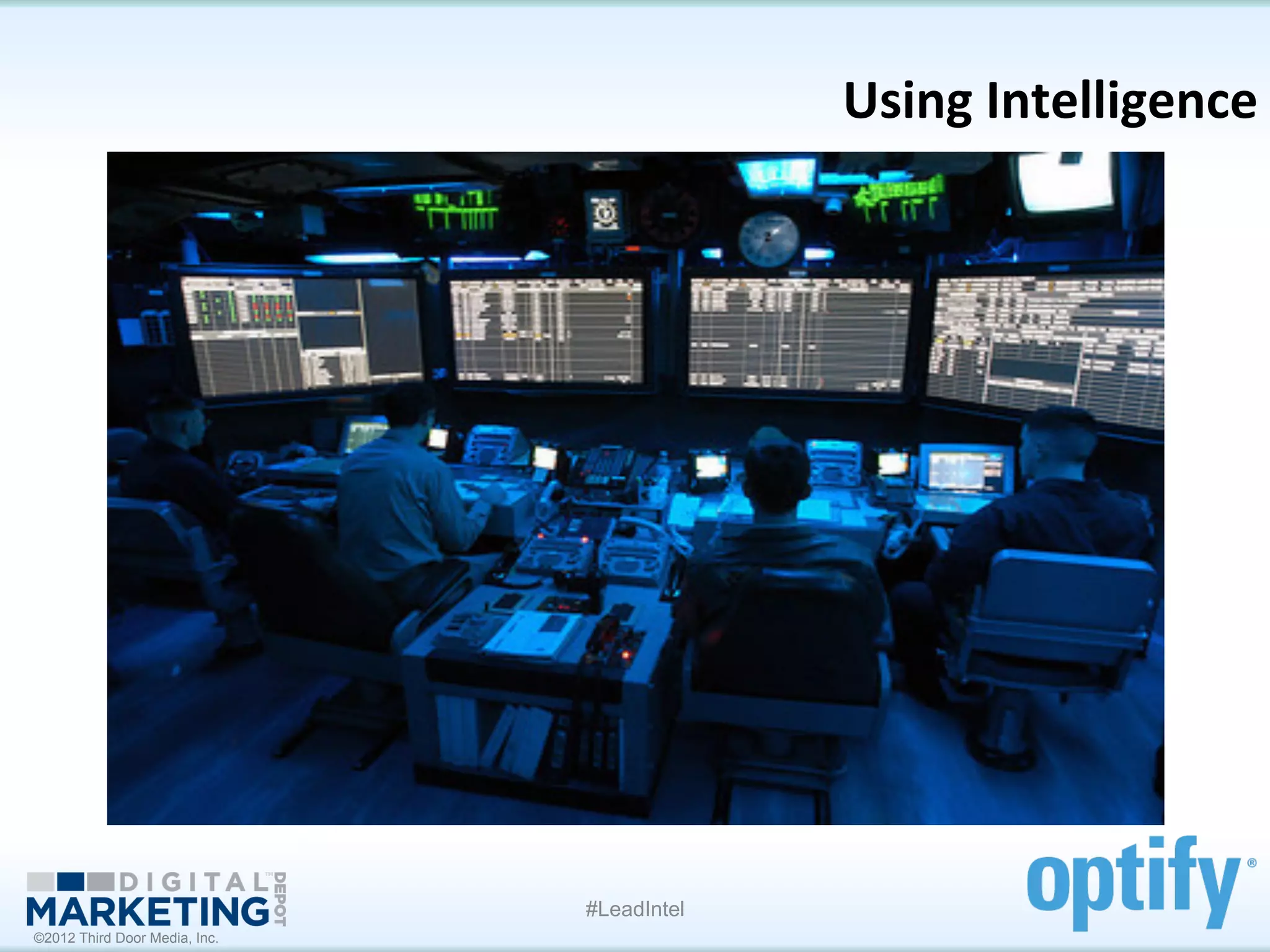 Using	
  Intelligence	
  




                               #LeadIntel
©2012 Third Door Media, Inc.
 