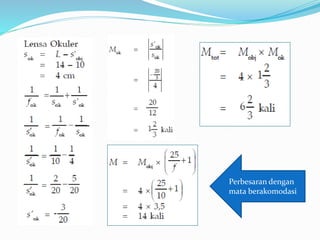 Perbesaran dengan
mata berakomodasi
 
