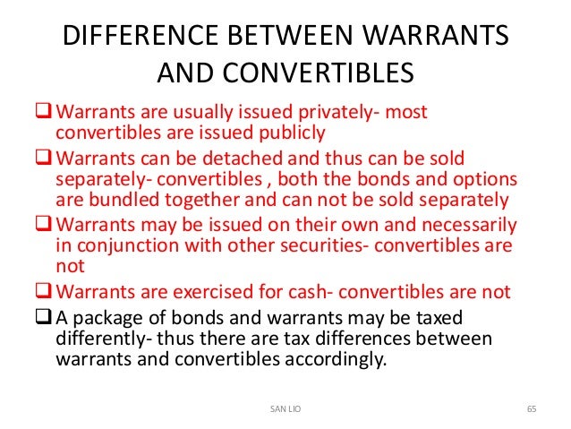 Difference between stock options and warrants