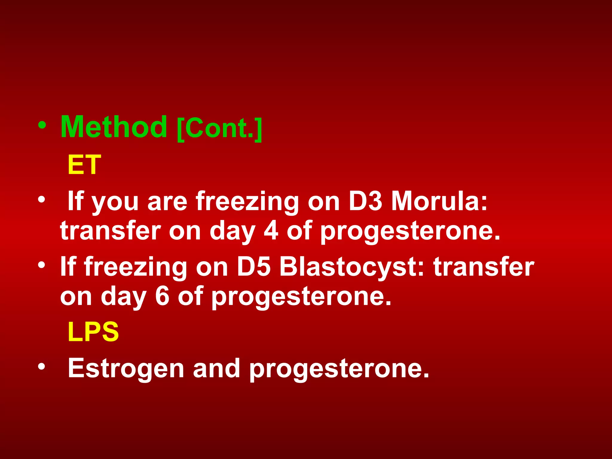 Optimal endometrial preparation for frozen embryo transfer cycles PPT