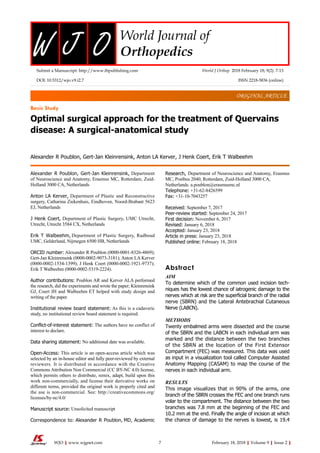 Optimal Surgical Approach for the Treatment of Quervains | PDF