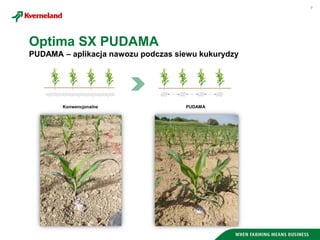 9
Optima SX PUDAMA
PUDAMA – aplikacja nawozu podczas siewu kukurydzy
Konwencjonalne PUDAMA
 