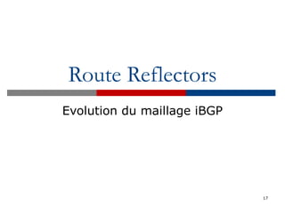 Route Reflectors
Evolution du maillage iBGP
17
 