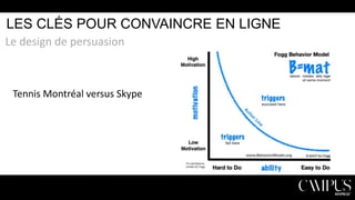 LES CLÉS POUR CONVAINCRE EN LIGNE
Le design de persuasion

Tennis Montréal versus Skype

 