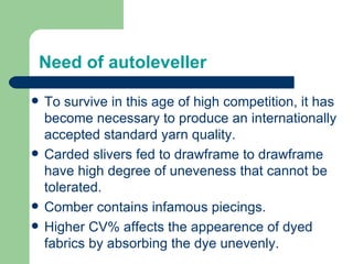 Optimisation of drawframe autoleveller | PPT