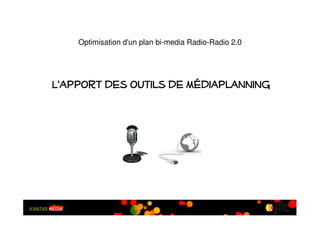 Optimisation d'un plan bi-media Radio-Radio 2.0




L'apport des outils de médiaplanning
 