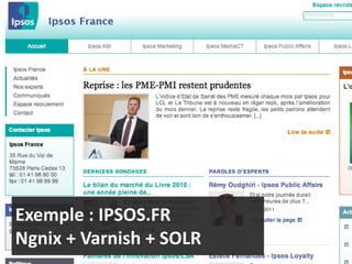 Exemple : IPSOS.FR
Ngnix + Varnish + SOLR
 