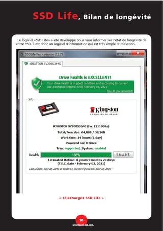 Le logiciel «SSD Life» a été développé pour vous informer sur l’état de longévité de
votre SSD. C’est donc un logiciel d’information qui est très simple d’utilisation.
< Téléchargez SSD Life >
20
www.team-aaz.com.
SSD Life, Bilan de longévité
 