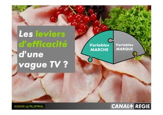 Variables
MARQUE
Variables
MARCHE
Les leviers
d’efficacité
d’une
vague TV ?
 