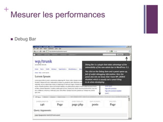 +
    Mesurer les performances

       Debug Bar
 