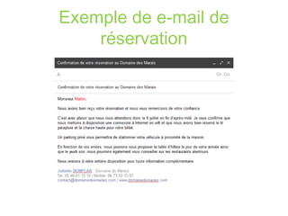 Exemple de e-mail de 
réservation 
 