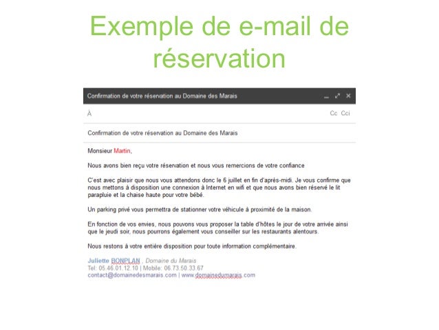 Exemple Mail Reservation Hotel Francais Exemple Mail Reservation Hotel Francais