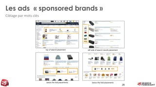 Les ads « sponsored brands »
Ciblage par mots clés
26
 