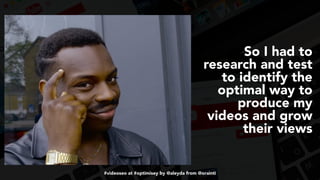 #videoseo at #optimisey by @aleyda from @orainti
So I had to
research and test
to identify the
optimal way to
produce my
videos and grow
their views
 