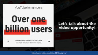 #videoseo at #optimisey by @aleyda from @oraintihttps://www.youtube.com/intl/en-GB/about/press/
Let’s talk about the
video opportunity!
 