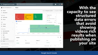 #videoseo at #optimisey by @aleyda from @oraintiGoogle Search Console
With the
capacity to see
structured
data errors
that avoid
showing
videos rich
results when
publishing on
your site
 