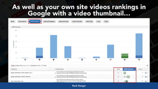 #videoseo at #optimisey by @aleyda from @oraintiRank Ranger
As well as your own site videos rankings in
Google with a vide...