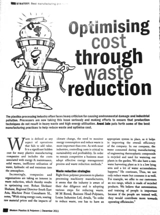 Optimising Cost Through Waste Reduction