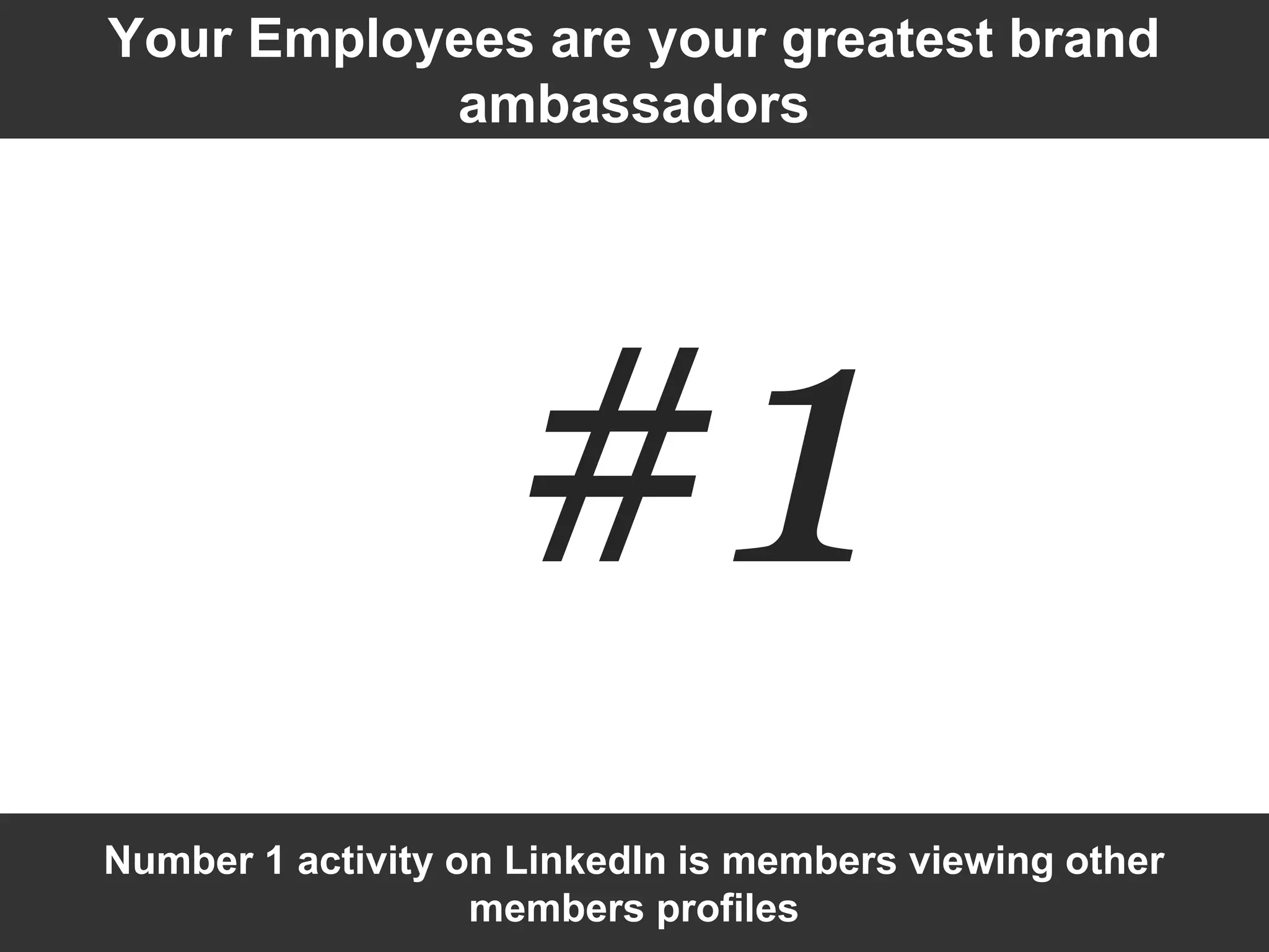 29
Your Employees are your greatest brand
ambassadors
Number 1 activity on LinkedIn is members viewing other
members profiles
 
