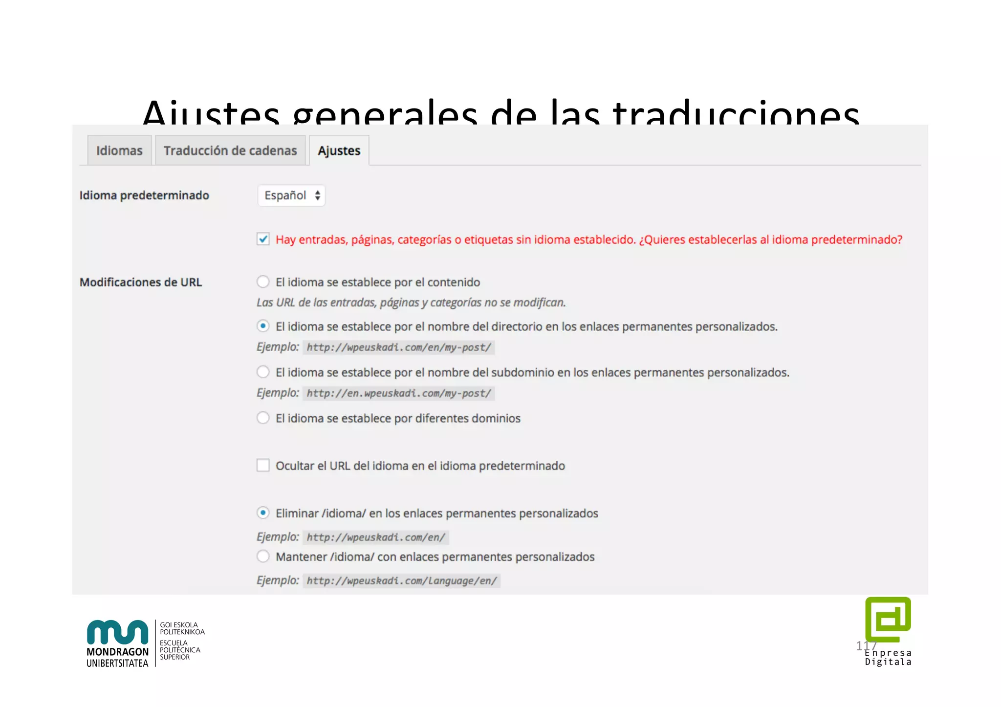 Ajustes	generales	de	las	traducciones	
117	
 