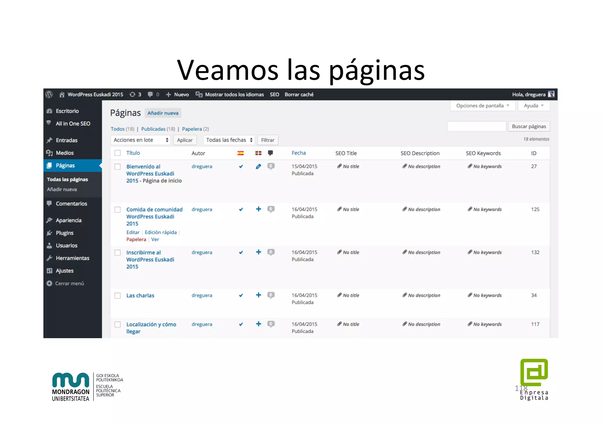 Veamos	las	páginas	
118	
 