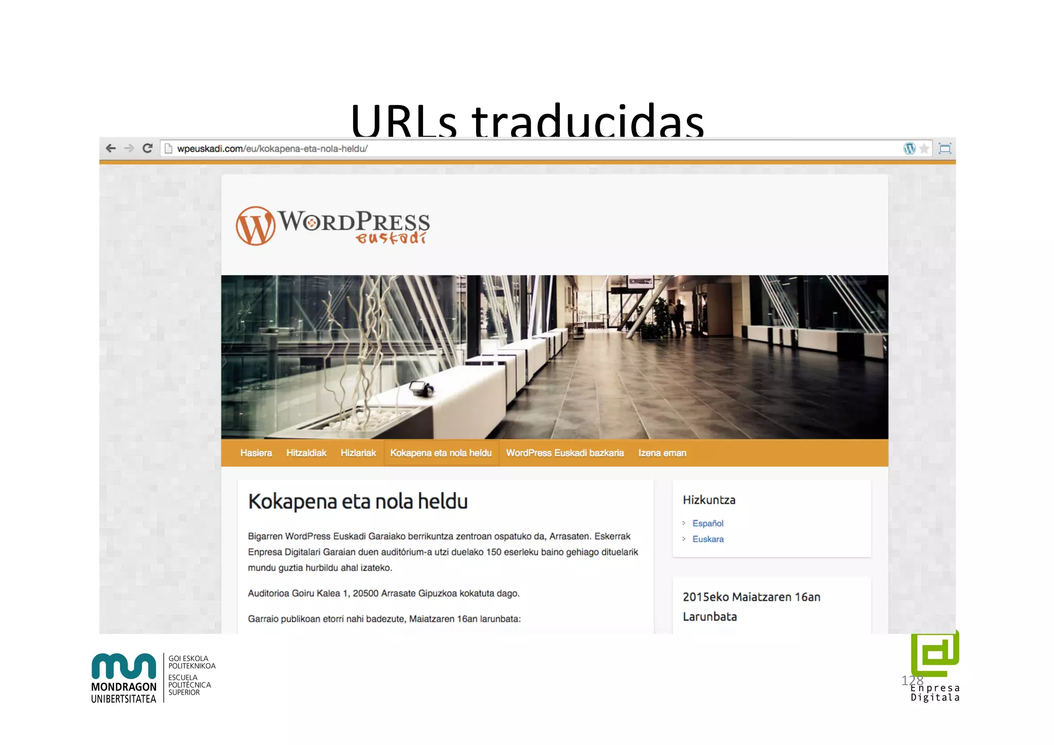 URLs	traducidas	
128	
 