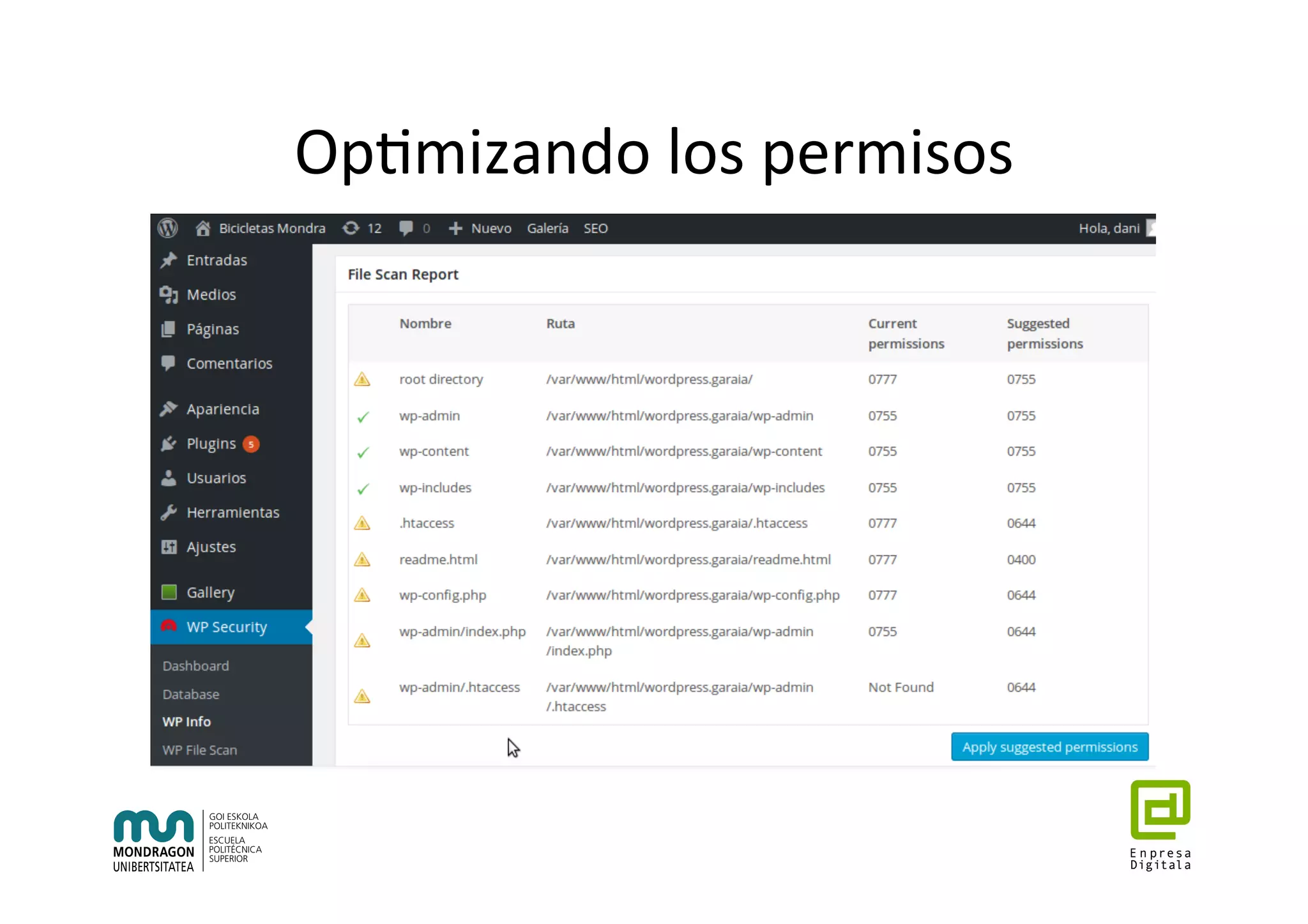 Op7mizando	los	permisos	
 