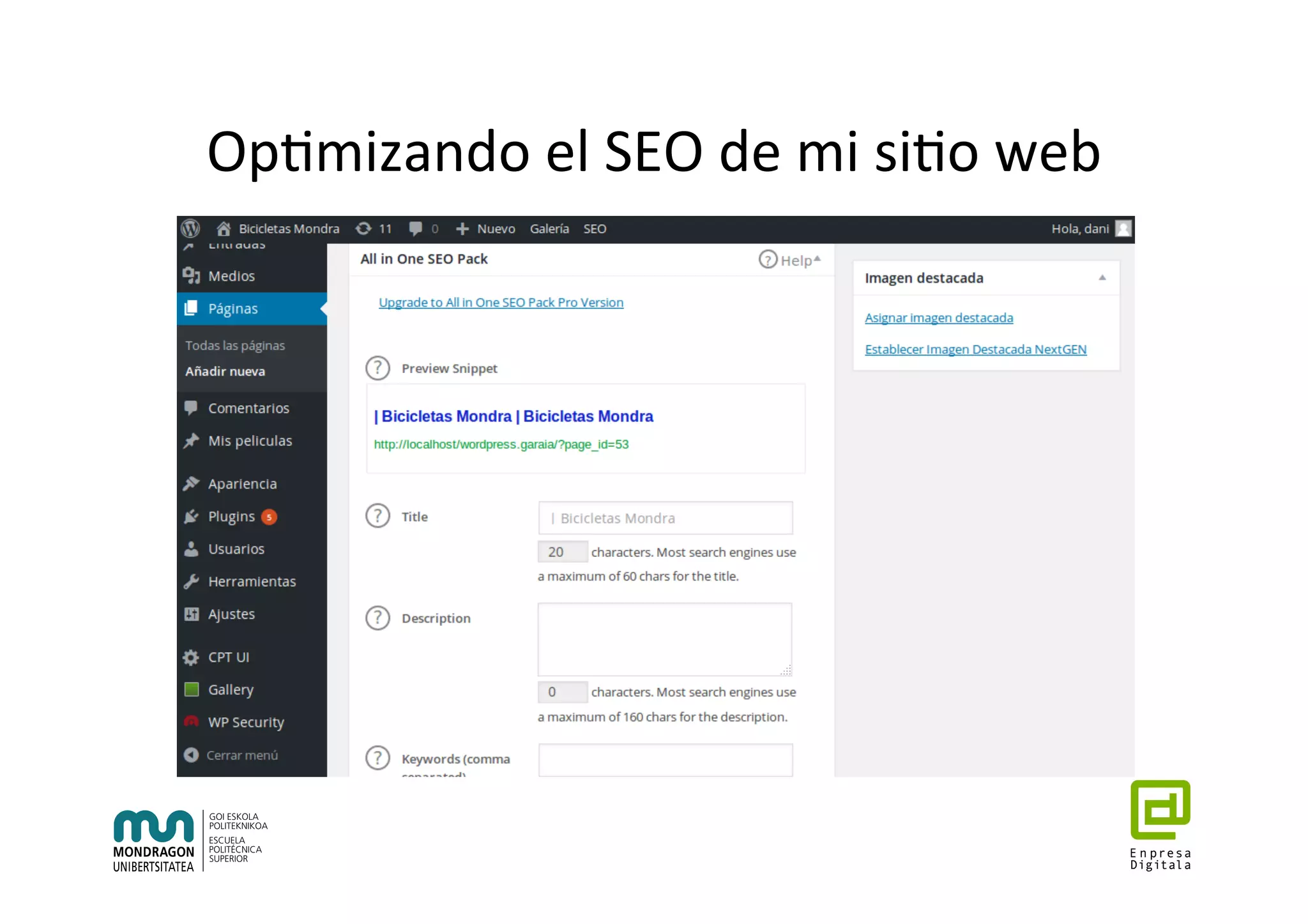 Op7mizando	el	SEO	de	mi	si7o	web	
 