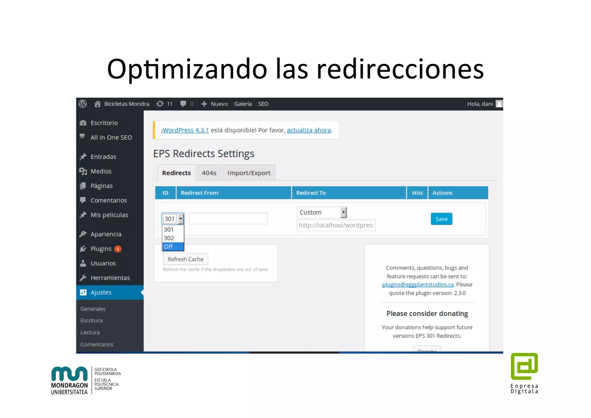 Op7mizando	las	redirecciones	
 