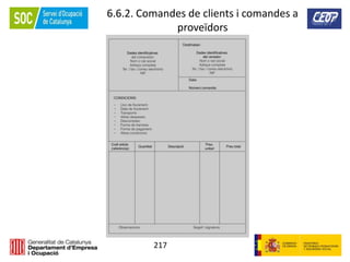 217
6.6.2. Comandes de clients i comandes a
proveïdors
 